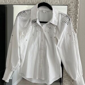 Veronica Beard Lilah White Eyelet Broderie Anglaise Button-Down Shirt